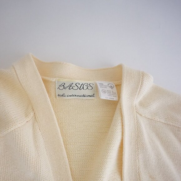 Vintage Basics International Cream Knit 100% Cotton Button Up Cardigan Sweater L - Picture 11 of 11